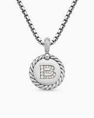 Initial Charm in Sterling Silver with Diamond B