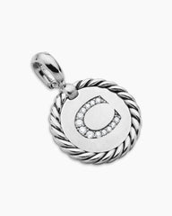 Initial Charm in Sterling Silver with Diamond C