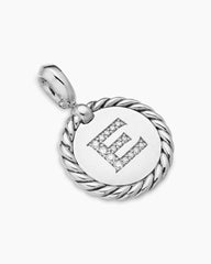 Initial Charm in Sterling Silver with Diamond E