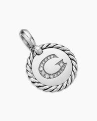 Initial Charm in Sterling Silver with Diamond G