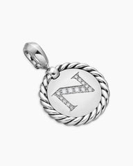 Initial Charm in Sterling Silver with Diamond N