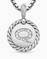Initial Charm in Sterling Silver with Diamond Q