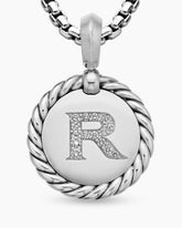 Initial Charm in Sterling Silver with Diamond R