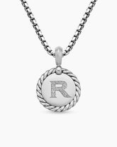 Initial Charm in Sterling Silver with Diamond R