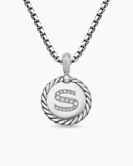 Initial Charm in Sterling Silver with Diamond S