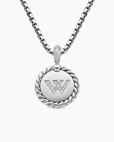 Initial Charm in Sterling Silver with Diamond W