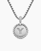 Initial Charm in Sterling Silver with Diamond Y