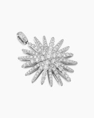 Starburst Pendant in 18K White Gold with Full Pavé Diamonds, 33.7mm