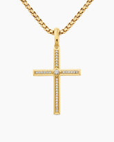 Modern Renaissance® Cross Pendant in 18K Yellow Gold with Diamonds, 34mm