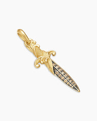 Waves Dagger Amulet in 18K Yellow Gold with Cognac Diamonds, 44mm