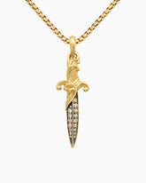 Waves Dagger Amulet in 18K Yellow Gold with Cognac Diamonds, 44mm