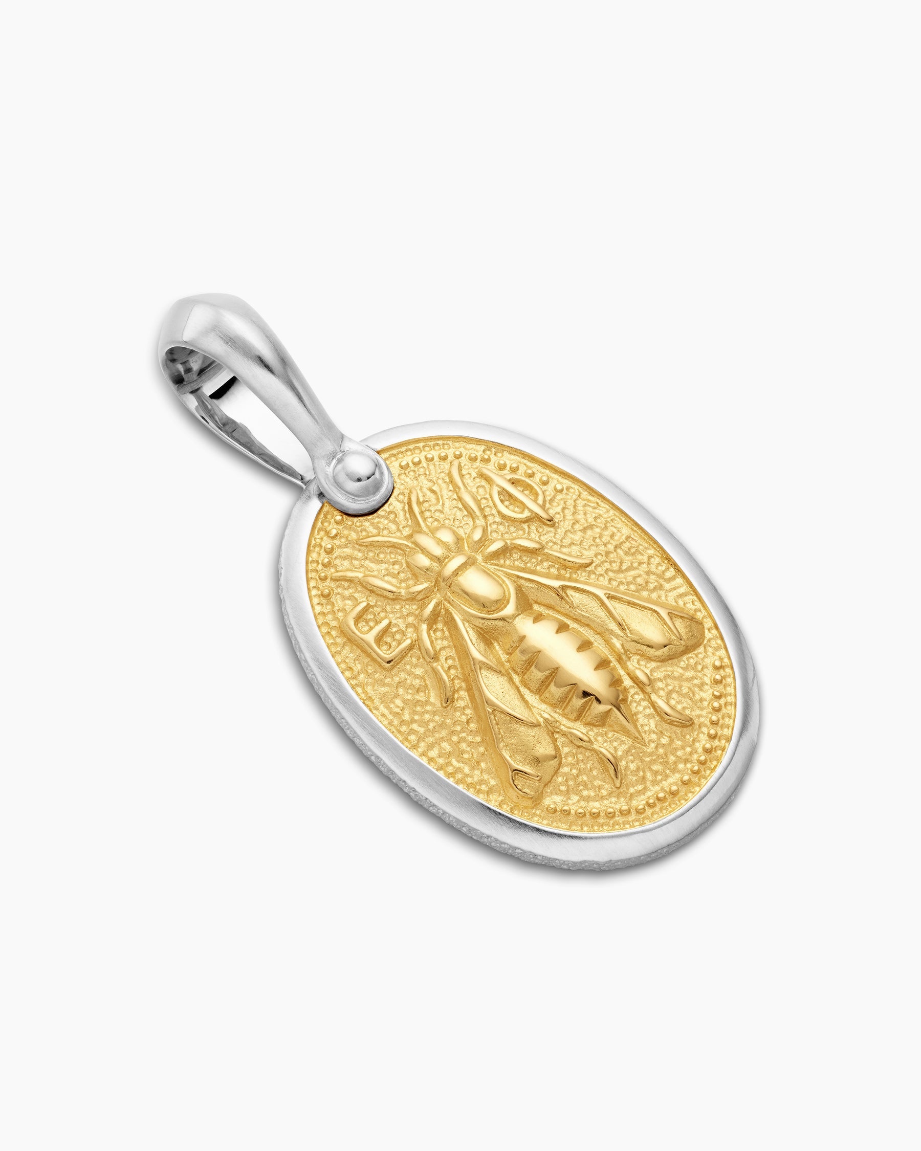 Petrvs® Bee Amulet in Sterling Silver with 18K Yellow Gold, 17.8mm