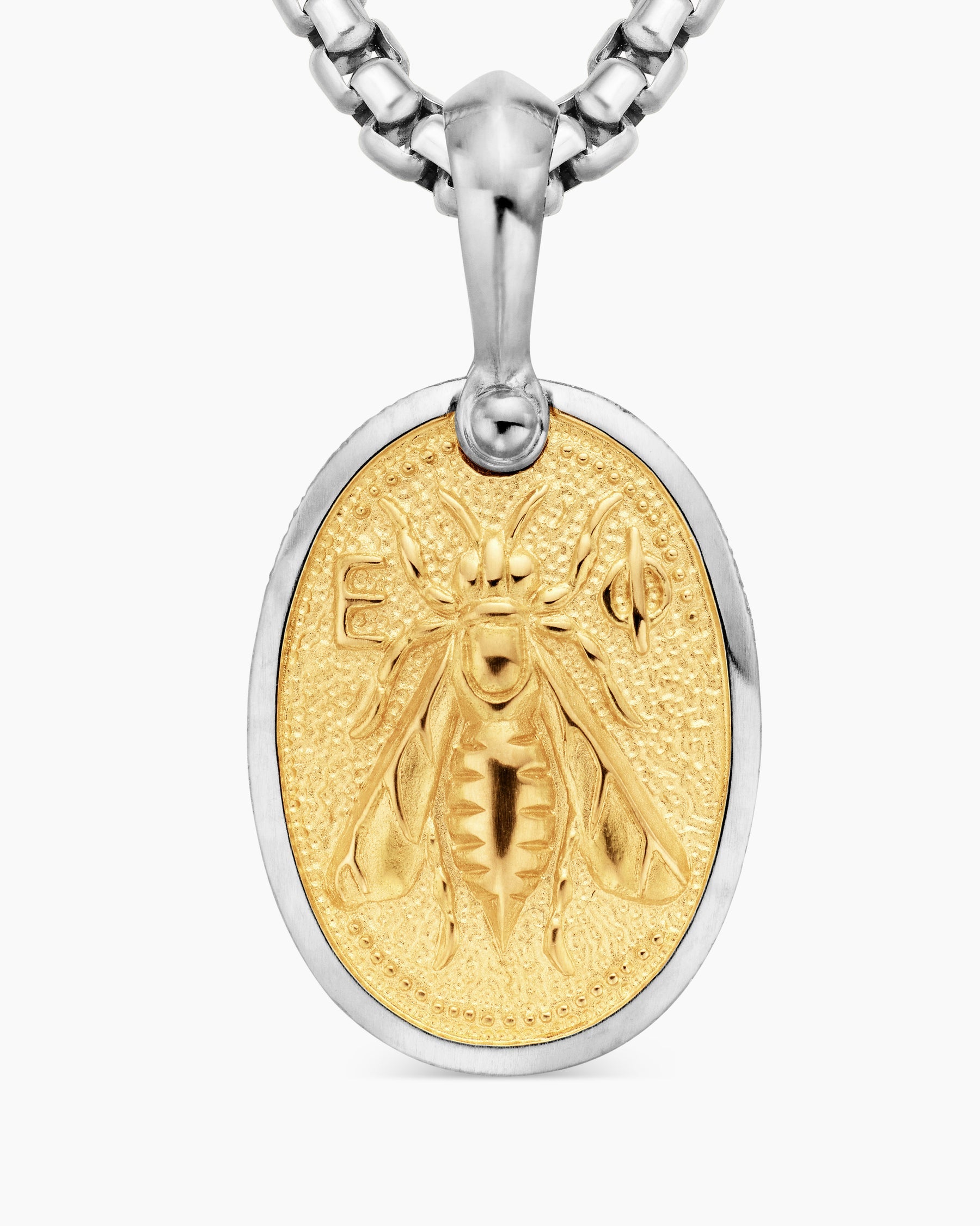 Petrvs® Bee Amulet in Sterling Silver with 18K Yellow Gold, 17.8mm
