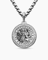 St. Christopher Amulet in Sterling Silver with Diamonds, 28.5mm