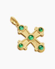 Shipwreck Cross Amulet in 18K Yellow Gold with Emeralds, 33mm
