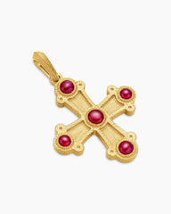 Shipwreck Cross Amulet in 18K Yellow Gold with Rubies, 33mm