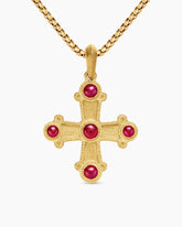 Shipwreck Cross Amulet in 18K Yellow Gold with Rubies, 33mm