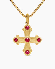 Shipwreck Cross Amulet in 18K Yellow Gold with Rubies, 33mm
