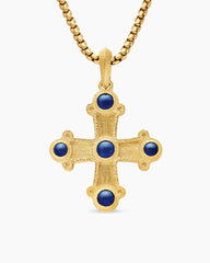 Shipwreck Cross Amulet in 18K Yellow Gold with Sapphires, 33mm