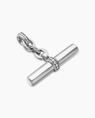 Lexington E/W Barrel Pendant in Sterling Silver with Diamonds, 32mm