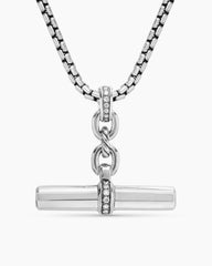 Lexington E/W Barrel Pendant in Sterling Silver with Diamonds, 32mm