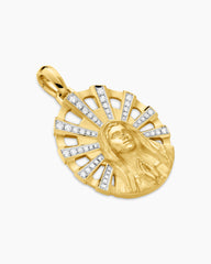 Madonna Amulet in 18K Yellow Gold with Diamonds, 29mm