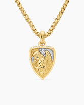 St. Michael Amulet in 18K Yellow Gold with Diamonds, 19mm
