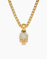Skull Amulet with Full Pavé Diamonds and 18K Yellow Gold, 14mm