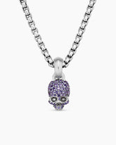 Skull Amulet with Full Pavé Purple Sapphires and 18K White Gold, 14mm