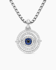 Evil Eye Mobile Amulet in 18K White Gold with Pavé Blue Sapphires and Diamonds, 20.5mm