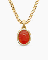 Petrvs® Scarab Amulet in 18K Yellow Gold with Carnelian and Diamonds, 16.3mm