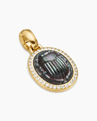 Petrvs® Scarab Amulet in 18K Yellow Gold with Black Mother of Pearl and Diamonds, 16.3mm