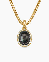 Petrvs® Scarab Amulet in 18K Yellow Gold with Black Mother of Pearl and Diamonds, 16.3mm