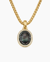 Petrvs® Scarab Amulet in 18K Yellow Gold with Black Mother of Pearl and Diamonds, 16.3mm