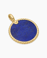 DY Elements® Disc Pendant in 18K Yellow Gold with Lapis, 32mm