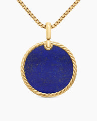 DY Elements® Disc Pendant in 18K Yellow Gold with Lapis, 32mm