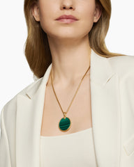DY Elements® Disc Pendant in 18K Yellow Gold with Malachite, 32mm
