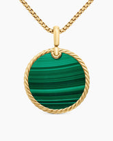 DY Elements® Disc Pendant in 18K Yellow Gold with Malachite, 32mm