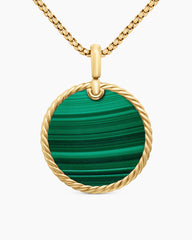 DY Elements® Disc Pendant in 18K Yellow Gold with Malachite, 32mm
