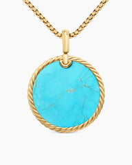 DY Elements® Disc Pendant in 18K Yellow Gold with Turquoise, 32mm