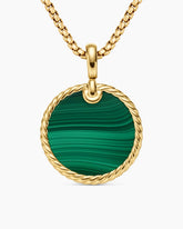 DY Elements® Disc Pendant in 18K Yellow Gold with Malachite, 24mm