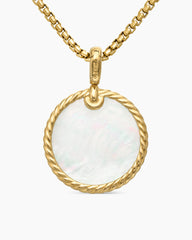 DY Elements® Disc Pendant in 18K Yellow Gold with Black Onyx Reversible to Mother of Pearl, 24mm