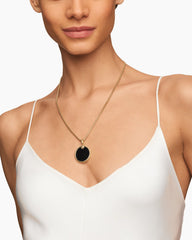 DY Elements® Disc Pendant in 18K Yellow Gold with Black Onyx Reversible to Mother of Pearl, 24mm
