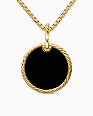 DY Elements® Disc Pendant in 18K Yellow Gold with Black Onyx and Diamond Rim, 24mm