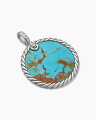 DY Elements® Reversible Disc Pendant in Sterling Silver with Turquoise Reversible to Mother of Pearl and Diamonds, 32mm