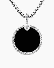 DY Elements® Disc Pendant in Sterling Silver with Black Onyx and Diamond Rim, 24mm