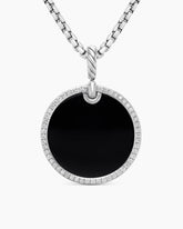 DY Elements® Disc Pendant in Sterling Silver with Black Onyx and Diamond Rim, 24mm