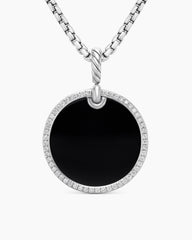 DY Elements® Disc Pendant in Sterling Silver with Black Onyx and Diamond Rim, 24mm