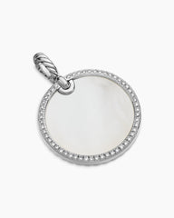 DY Elements® Disc Pendant in Sterling Silver with Mother of Pearl and Diamond Rim, 24mm