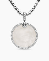 DY Elements® Disc Pendant in Sterling Silver with Mother of Pearl and Diamond Rim, 24mm
